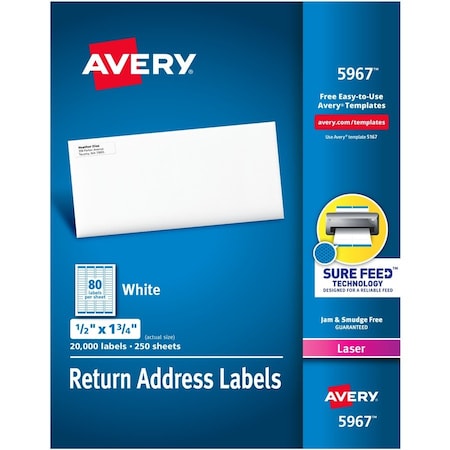Avery Label, Ezpeel, Lsr, 1/2X1.75 2PK AVE5967